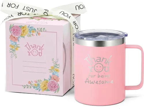 Miniatura 10 de DLOCCOLD Regalos de agradecimiento para mujeres, taza de café con texto en inglés "Thank You for Being Awome", agradecimiento a los empleados