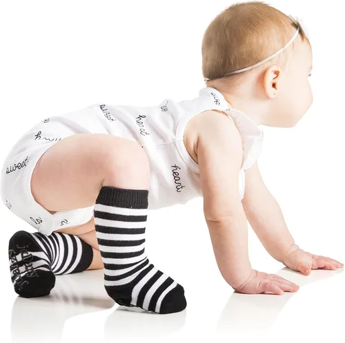 Miniatura 4 de JuDanzy Calcetines altos hasta la rodilla con puños para bebés niños pequeños y niños 2 pares 4-6 años RojoBlanco y NegroBlanco