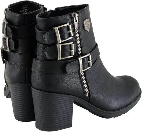 Miniatura 7 de Milwaukee MBL9405 - Botas cortas de cuero para mujer, con cremallera lateral y triple hebilla de ajuste