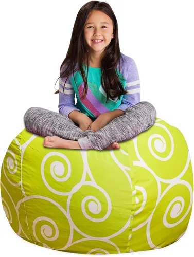 Miniatura 75 de Posh Stuffable - Sillón puff con almacenamiento para niños, contenedor de animales de peluche, organizador de juguetes de niños Lona rayas verde