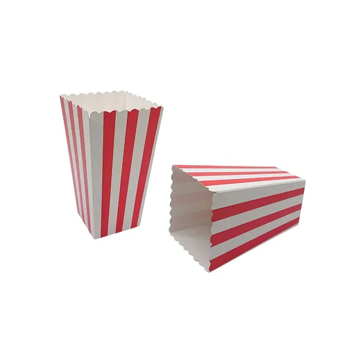 Miniatura 3 de 24 cajas de palomitas de maíz, mini caja de papel para palomitas de maíz, contenedor de cartón para palomitas de maíz para fiestas, rayas blancas