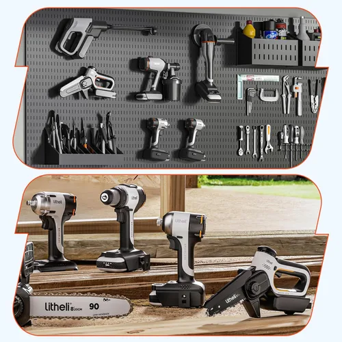 Miniatura 9 de Kit de llave de impacto inalámbrica LiTHELi, pistola de impacto de anillo de cerdo de 1/2 pulgada con 4 casquillos de impacto, destornillador