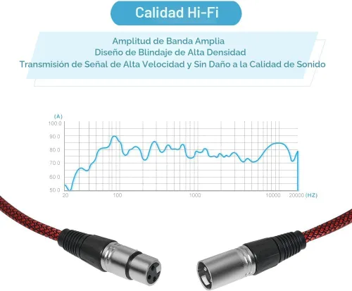 Miniatura 2 de Cable XLR de 6 pies macho a hembra, cable de micrófono XLR de 3 pines MIC DMX cable de conexión