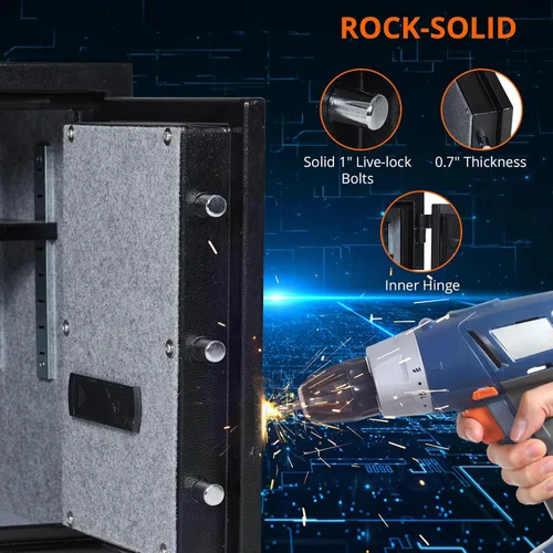 Miniatura 5 de Towallmark 2 pies cúbicos extra grande para el hogar, ignífugo e impermeable, teclado programable y caja de seguridad interior, caja de seguridad