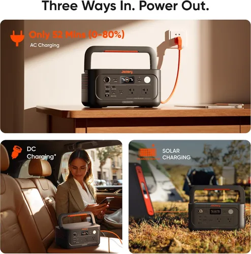 Miniatura 5 de Jackery Explorer 500 v2 Estación de Energía Portátil, Batería LiFePO4 de 512Wh, 500W AC/1000W Pico, Generador Solar para Acampada, Exteriores