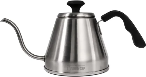 Miniatura 2 de London Sip RiteTemp - Hervidor de cuello de cisne con termómetro, boquilla fina, ideal para verter café, acero inoxidable cepillado, 40.6 fl oz