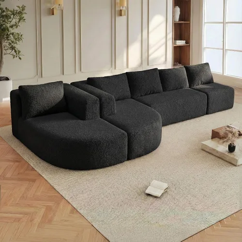 Miniatura 4 de Sofá modular modular de 144 pulgadas, sofá de nube en forma de U de gran tamaño, color negro No Assembly Required • 22" Deep Memory Foam Seat •