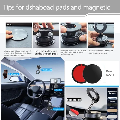 Miniatura 6 de Galundge Soporte Magnético de Succión para Teléfono con Vacío, Montura de Sujeción para Coche Plegable y Retráctil 2025 Mejorada para Magsafe