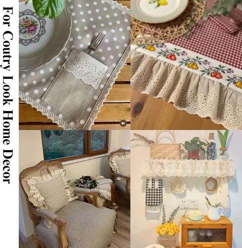 Miniatura 4 de Bordado con ojales de encaje de algodón beige vintage para costura, ropa, delantal (5.5 pulgadas/5.5 in 3 yardas)