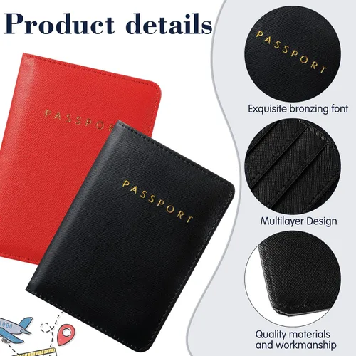 Miniatura 3 de 2 piezas de fundas de pasaporte nupcial titular cartera de viaje para pasaporte