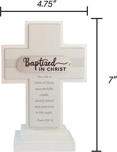 Miniatura 5 de Abbey + CA Gift Cruz de pie de madera, regalo para cristianos y católicos, 7 pulgadas (1ª Comunión)