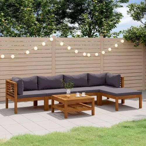 Miniatura 13 de 6 Piece Outdoor Patio Furniture Set, Modular Acacia Wood Garden Lounge Set with Weather Resistant Cushions, Cream Brown Modern Seating for Balcony