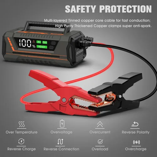 Miniatura 3 de Arrancador de batería de coche 2000A 20000mAh – MaxAngel 12V portátil Jump Starter Box (hasta todo el gas o 12L Diesel), paquete de refuerzo