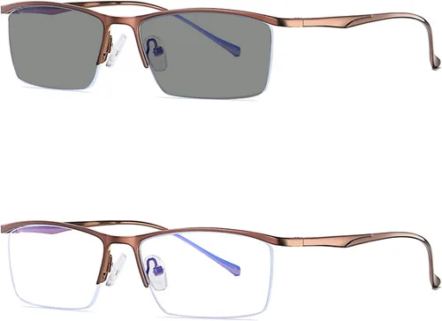 Miniatura 10 de Gafas de lectura fotocromáticas, gafas de lectura de tendencia, para hombres y mujeres, medio marco, para negocios, oficina, hombres