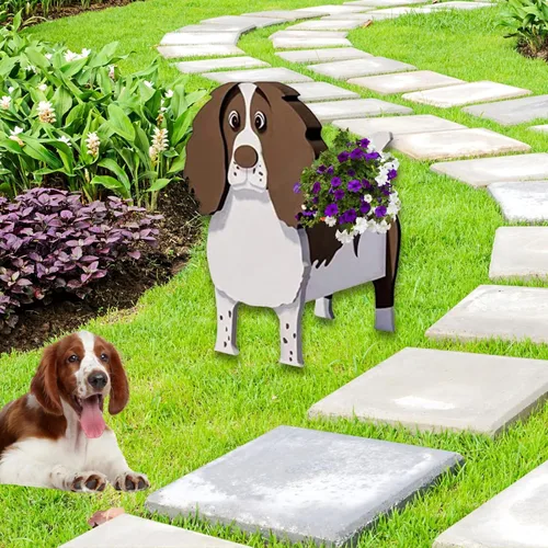 Miniatura 3 de Maceta de Perro English Springer Spaniel, Macetas de Plantas, Bonita Maceta de Jardín para Perros, Macetas de Perro Regalos de Cumpleaños