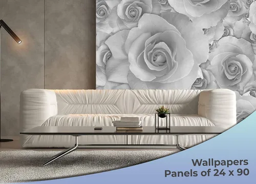 Miniatura 2 de EGD Papel tapiz floral en blanco y negro, decoración de habitación para despegar y pegar, decoración de papel de pared para sala de estar