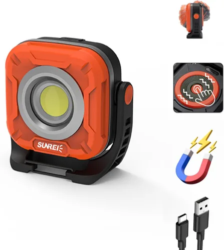 Miniatura 9 de SUNREI Luz de Trabajo Magnética LED de 1300LM con Atenuación Sin Escalones, Linterna Mecánica COB de 7800mAh, Reflector Recargable IPX65 con Gancho