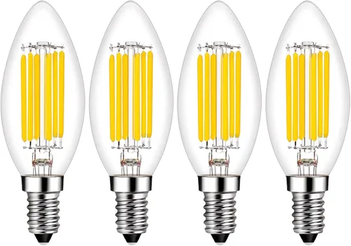 Beonllay Bombilla LED E14 Regulable Equivalente a 60W 2700K Blanco Cálido, Bombillas de Luz E14 Base Europea 6W 600 Lúmenes AC120V, Bombilla Edison