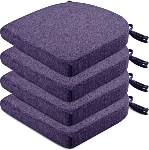 Miniatura 26 de Wellsin Cojines para sillas de comedor, 4 unidades, cojines para sillas de cocina con lazos y base antideslizante, almohadillas para sillas de Azul
