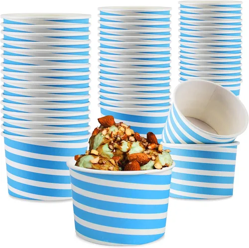 Miniatura 11 de Vasos de helado de papel premium, paquete de 50 tazas desechables de postre de 8 onzas para fiesta de yogur helado caliente y frío, 8 onzas