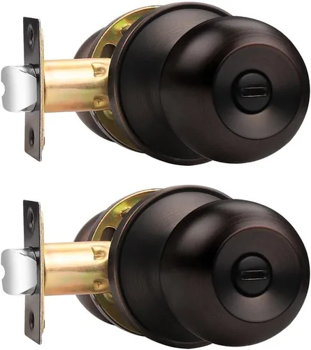 Miniatura 20 de Probrico Cerraduras de puerta de privacidad estilo bola redonda, pomos de puerta interiores negro mate para dormitorio y baño, pomos de puerta sin
