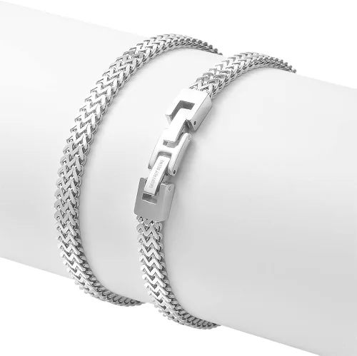 Miniatura 4 de Geoffrey Beene Mens Stainless Steel Double Franco Chain Bracelet with Extension