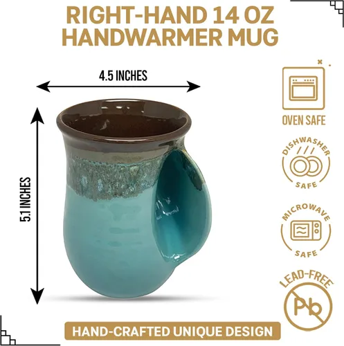 Miniatura 2 de Clay in Motion - Taza calentadora de manos para diestros, diseño Ocean Tide Marea del Océano