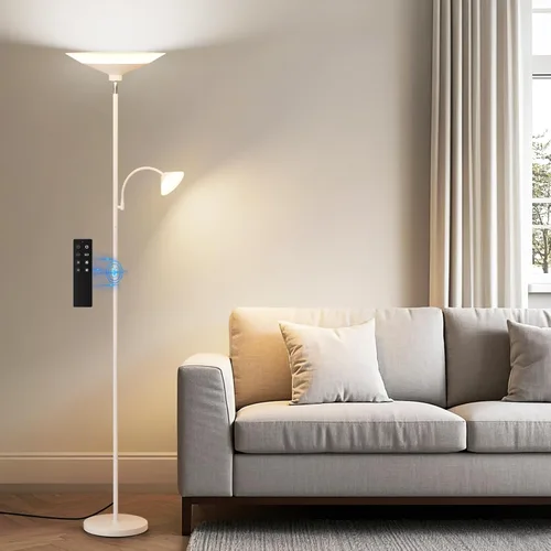 Miniatura 13 de SIBRILLE Lámpara de pie Torchiere 2 en 1 mejorada, lámpara de pie regulable con control remoto y táctil, luz de lectura de piso ajustable de brillo