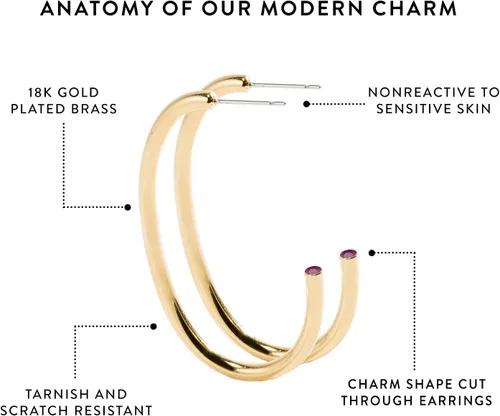Miniatura 3 de Stella Valle Birthstone Earrings 18K Gold Plated Earrings with Swarovski Crystals Hypoallergenic & Non-Tarnish Hoop Earrings for Women Mother's