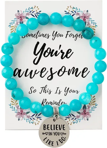 Regalos para amigas para mujeres, pulsera de piedra natural, pulseras de amistad para mujeres, idea de regalo inspiradora para compañeras de
