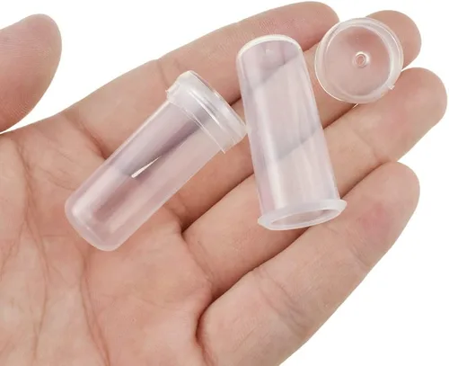 HAHIYO 60 tubos florales de plástico transparente de 1.6 x 0.7 pulgadas, viales de flores con tapas de silicona para plantas, arreglos de flores