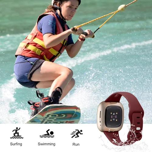 Miniatura 4 de Ouwegaga Compatible con correas Fitbit Versa 3 para mujeres/Fitbit Sense, correa de reloj deportiva delgada de silicona suave duradera de repuesto