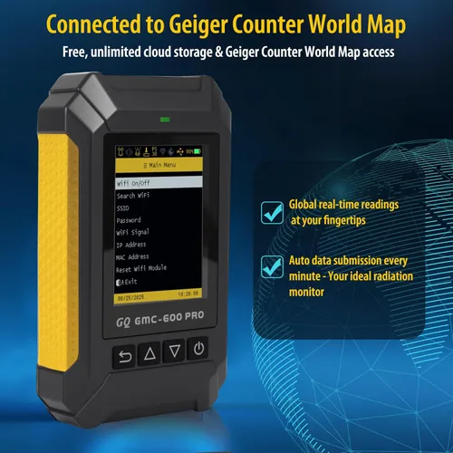 Miniatura 5 de GQ 600 PRO Contador Geiger Detector de Radiación Nuclear – Dosímetro para Alfa, Beta, Gamma, Rayos X – Monitor de Radiación Portátil con Datos