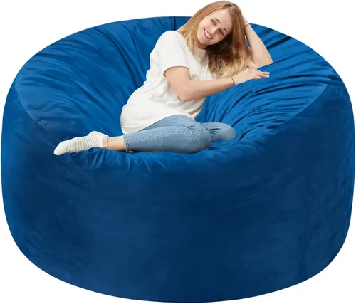 Miniatura 18 de Homguava - Sillón puff de 3 pies Sillón estilo puff grande de 3 pulgadas con relleno de espuma viscoelástica, sofá suave con funda de terciopelo