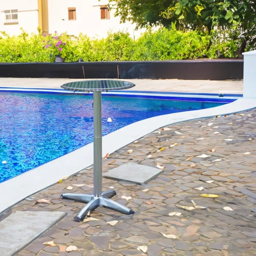 Miniatura 6 de BTEXPERT Juego de 2, Mesa redonda de aluminio para interiores y exteriores de 23.75" de altura de barra de restaurante de 44" de altura fija