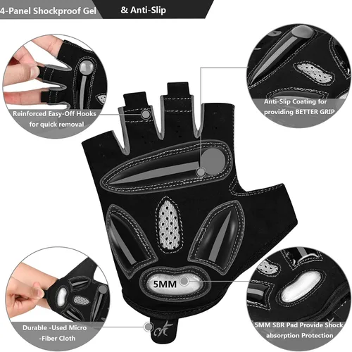 Miniatura 3 de Guantes de ciclismo para hombres y mujeres, antideslizantes, transpirables, almohadillas de gel de 0.197 pulgadas, guantes de bicicleta de carretera
