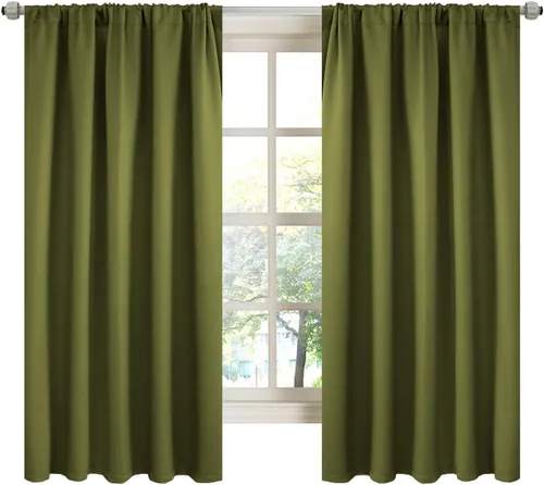 Miniatura 16 de LA PALMA Cortinas opacas con bolsillo para cortinero para sala de estar, bloqueo de luz, aislamiento térmico, reducción de ruido, cortinas