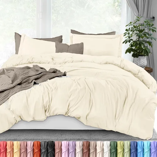Miniatura 35 de Utopia Bedding Juego de funda de edredón tamaño individual - 2 piezas con cierre de cremallera - 1 funda de edredón 68X90 pulgadas y 1 funda de Beige