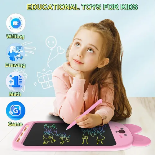 Miniatura 2 de Tableta de escritura LCD de 10 pulgadas, juguete de tablero de garabatos borrable, lindo bloc de dibujo de conejo para niños de 2 a 6 años, regalo