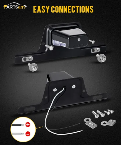 Miniatura 5 de Partsam Luz LED para matrícula, impermeable, 12 V CC, luz de etiqueta de licencia con soporte, orificio de drenaje, montaje de soporte de acero