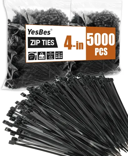 5000 bridas de 4 pulgadas, bridas pequeñas con resistencia a la tracción de 18 libras, bridas negras para uso en interiores y exteriores, bridas de
