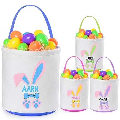 Miniatura 20 de Jocidea - Cesta de Pascua personalizada, paquete de 1 cestas de Pascua personalizadas para niñas y niños, cesta de Pascua personalizada para bebés