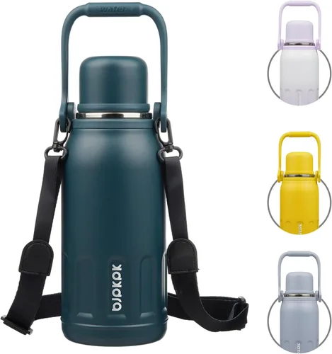 Miniatura 34 de BJPKPK - Botellas de agua termoaisladas de 27 onzas con tapa y asa de transporte, botellas de agua de acero inoxidable libres de BPA para la Verde