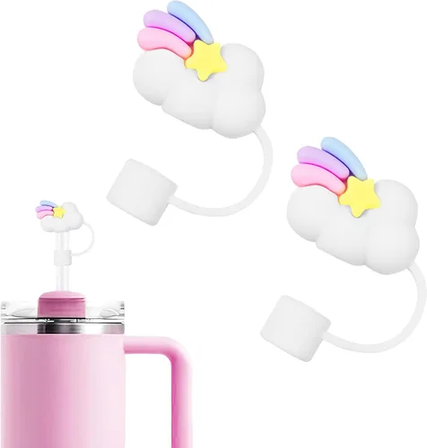 Miniatura 11 de WELTAZ Juego de 2 fundas de paja de manzana para Stanley Cup, color rojo, 0.394 in de diámetro, aptas para lavavajillas, fundas reutilizables