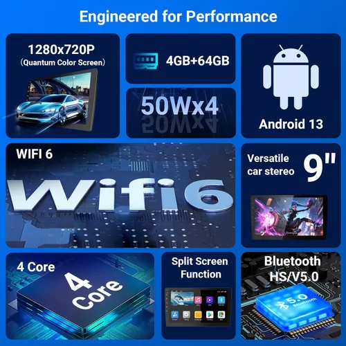Miniatura 4 de Haudio Estéreo de auto con Android de 9 pulgadas, doble Din, CarPlay inalámbrico y Android Auto, pantalla táctil universal estéreo para automóvil