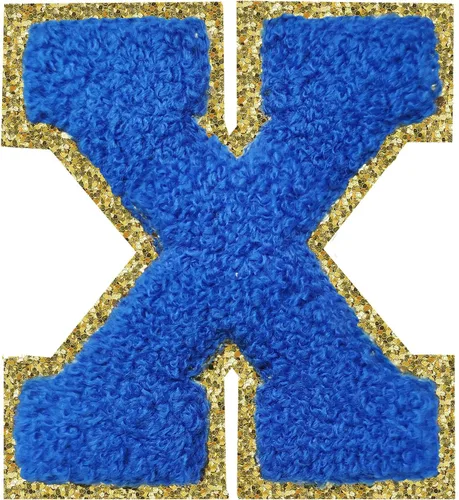 Miniatura 112 de SPRT - Parches de letras de chenilla universitaria con purpurina, parche de letras blancas para planchar con letras del alfabeto para disfraz