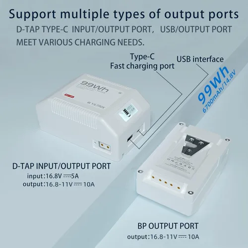 Miniatura 8 de VILTROX V Mount Battery BP-V99 6700mAh 99Wh 14.8V V-Lock Batería para monitor de cámara Transmisor de imagen inalámbrico Luz de llenado Teléfono