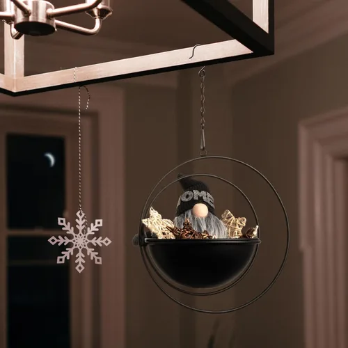 Miniatura 6 de Hajia 1 paquete de soporte colgante en forma de luna con maceta desmontable de 8 pulgadas, colgador de metal negro para interiores y exteriores