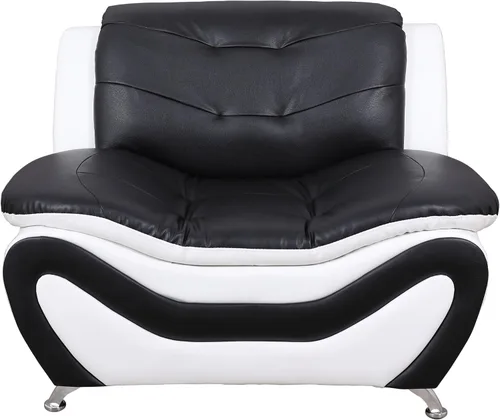 Miniatura 8 de Beverly Fine Furniture Juego de sofá moderno Aldo de 3 piezas, negro/blanco