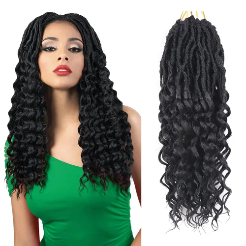 Miniatura 47 de Cabello de ganchillo para mujeres negras Goddess Locs de 14 pulgadas 8 paquetes 613 Locs falsos suaves preenganchados trenzas de ganchillo cabello